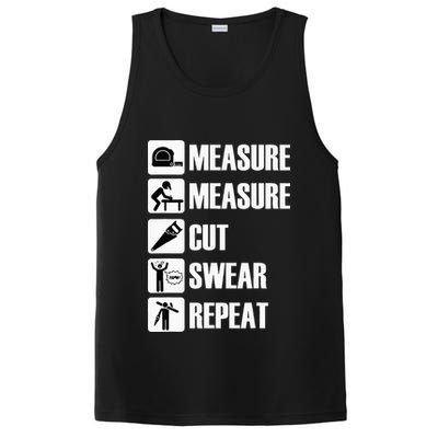 Carpenter Measure Times Cut Swear Repeat Father's Day PosiCharge Competitor Tank