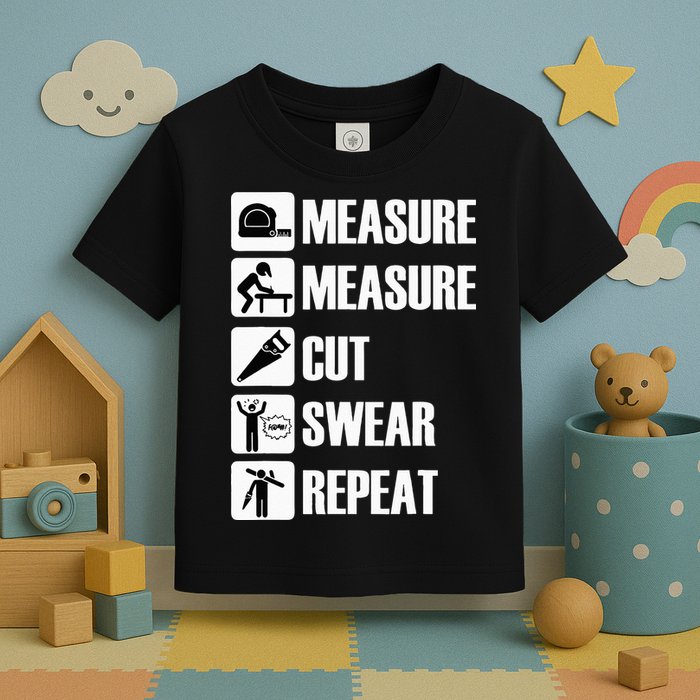 Carpenter Measure Times Cut Swear Repeat Father's Day Toddler T-Shirt