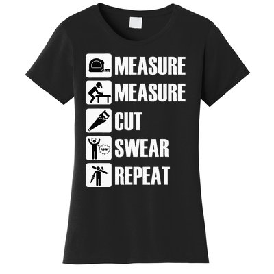 Carpenter Measure Times Cut Swear Repeat Father's Day Women's T-Shirt