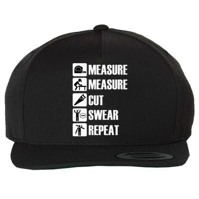 Carpenter Measure Times Cut Swear Repeat Father's Day Wool Snapback Cap