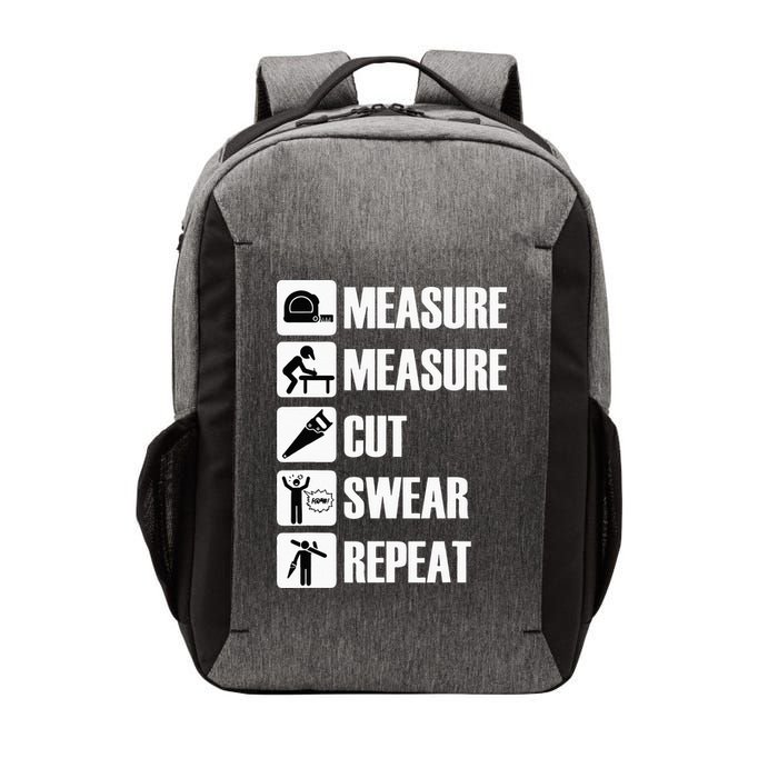 Carpenter Measure Times Cut Swear Repeat Father's Day Vector Backpack