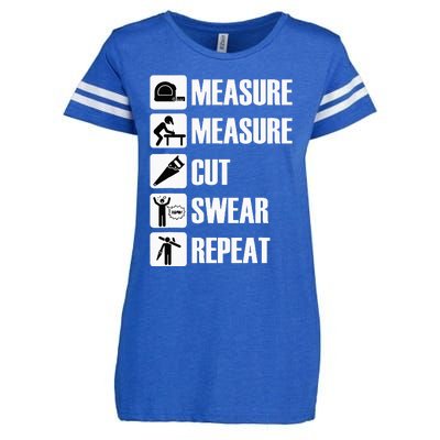 Carpenter Measure Times Cut Swear Repeat Father's Day Enza Ladies Jersey Football T-Shirt