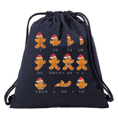 Christmas Math Teacher Equation Gingerbread With Santa Hat Drawstring Bag