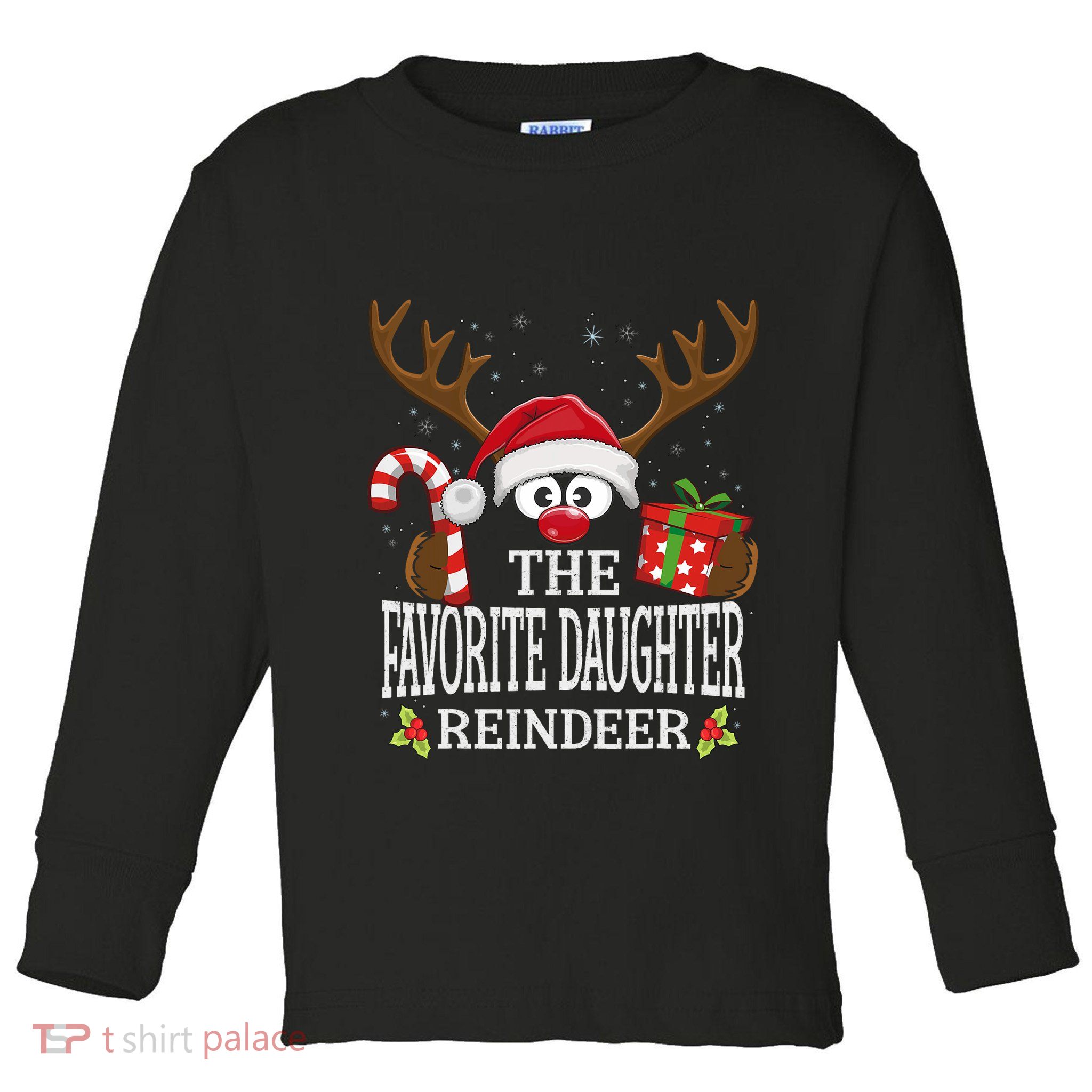 Christmas Matching The Favorite Daughter Reindeer Family Toddler Long Sleeve Shirt