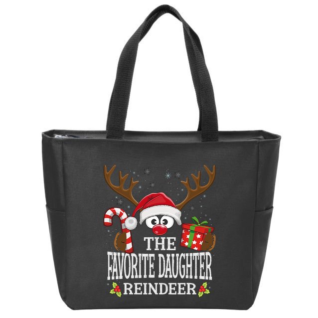Christmas Matching The Favorite Daughter Reindeer Family Zip Tote Bag