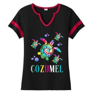 Cozumel Mexico Tie Dye Sea Turtle Ladies Halftime Notch Neck Tee