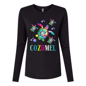 Cozumel Mexico Tie Dye Sea Turtle Womens Cotton Relaxed Long Sleeve T-Shirt