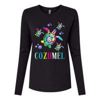 Cozumel Mexico Tie Dye Sea Turtle Womens Cotton Relaxed Long Sleeve T-Shirt