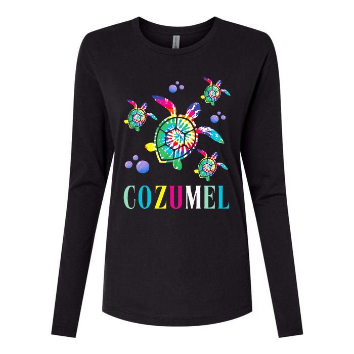 Cozumel Mexico Tie Dye Sea Turtle Womens Cotton Relaxed Long Sleeve T-Shirt