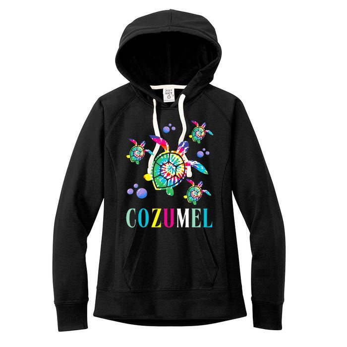 Cozumel Mexico Tie Dye Sea Turtle Women's Fleece Hoodie