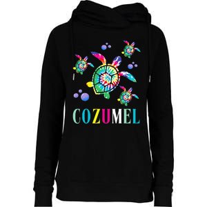 Cozumel Mexico Tie Dye Sea Turtle Womens Funnel Neck Pullover Hood