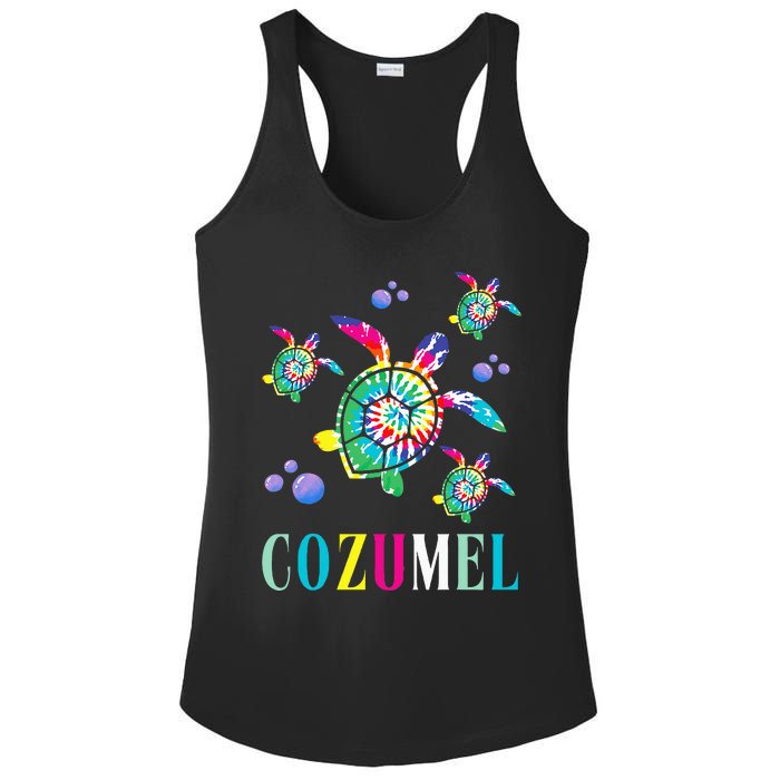 Cozumel Mexico Tie Dye Sea Turtle Ladies PosiCharge Competitor Racerback Tank