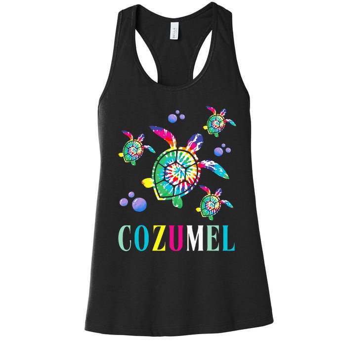 Cozumel Mexico Tie Dye Sea Turtle Women's Racerback Tank