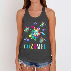 Cozumel Mexico Tie Dye Sea Turtle Women's Knotted Racerback Tank