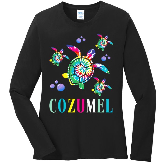 Cozumel Mexico Tie Dye Sea Turtle Ladies Long Sleeve Shirt