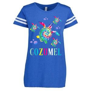 Cozumel Mexico Tie Dye Sea Turtle Enza Ladies Jersey Football T-Shirt