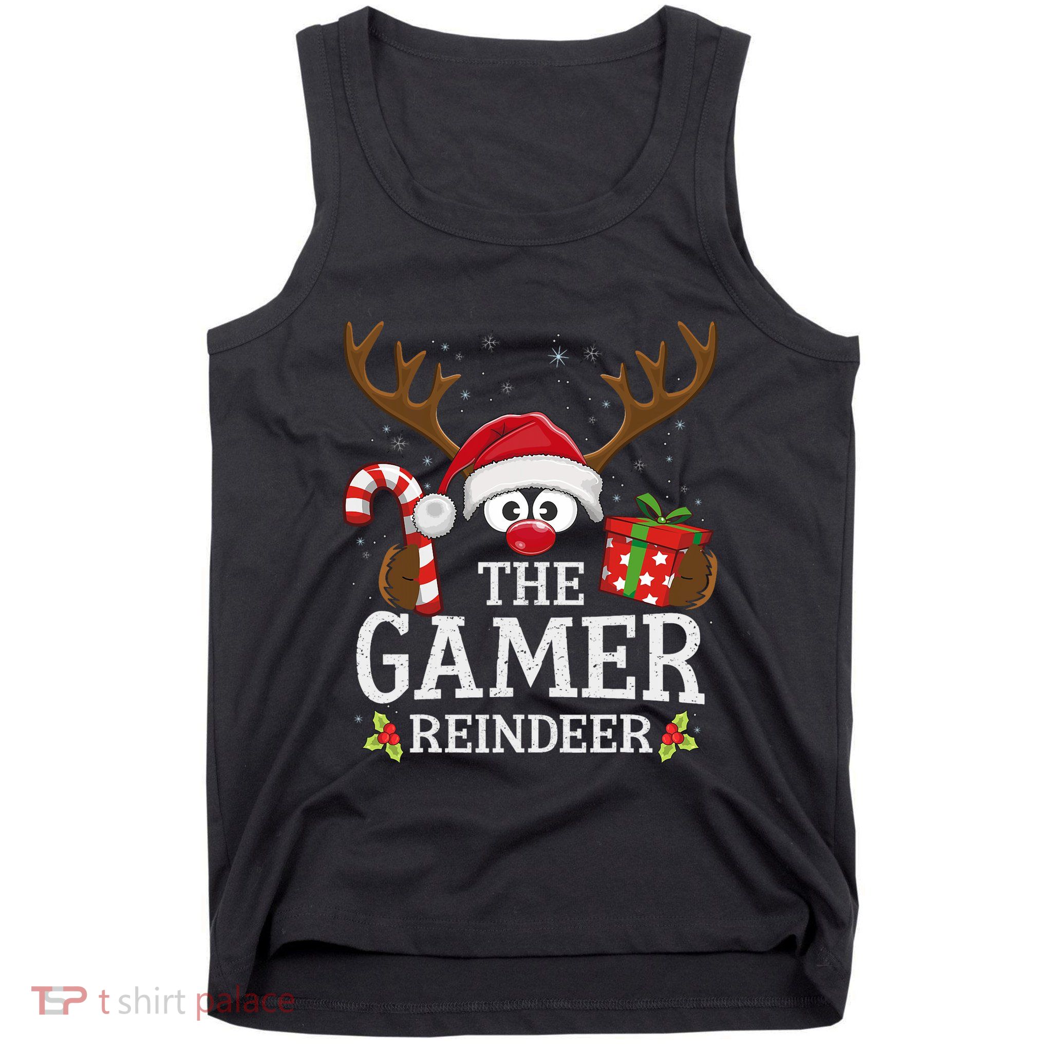 Christmas Matching The Gamer Reindeer Family Tank Top