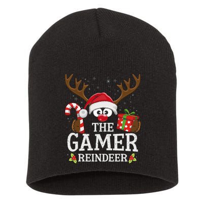 Christmas Matching The Gamer Reindeer Family Short Acrylic Beanie