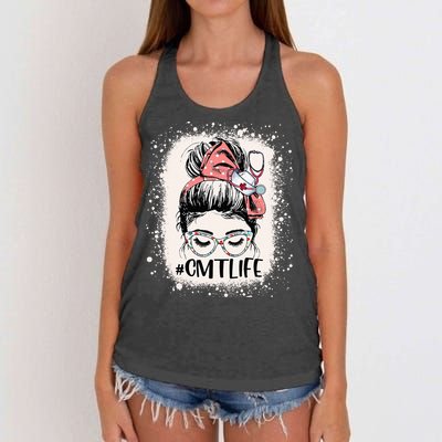 Certified Massage Therapist CMT Life Messy Bun Therapist Women's Knotted Racerback Tank