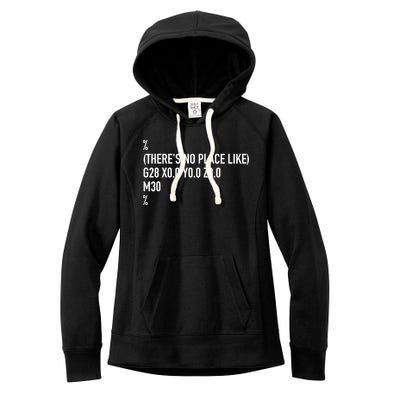CNC Machinist There's No Place Like G28 X0 Y0 Z0 Women's Fleece Hoodie