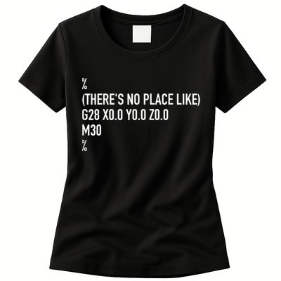 CNC Machinist There's No Place Like G28 X0 Y0 Z0 Womens T-Shirt
