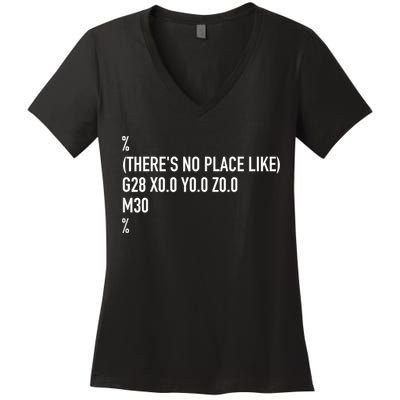 CNC Machinist There's No Place Like G28 X0 Y0 Z0 Women's V-Neck T-Shirt
