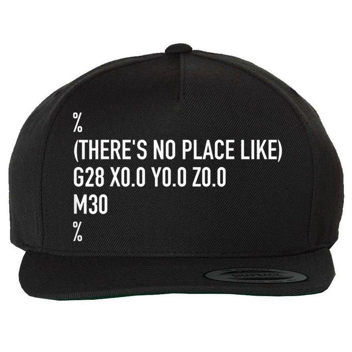 CNC Machinist There's No Place Like G28 X0 Y0 Z0 Wool Snapback Cap