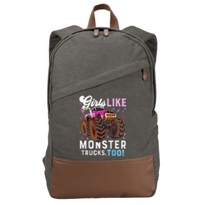 Cute Monster Truck Girl Like Monster Trucks Too Cotton Canvas Backpack