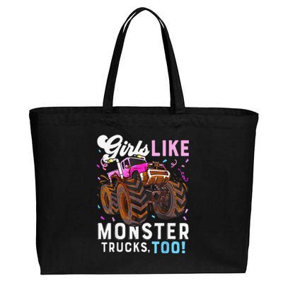 Cute Monster Truck Girl Like Monster Trucks Too Cotton Canvas Jumbo Tote