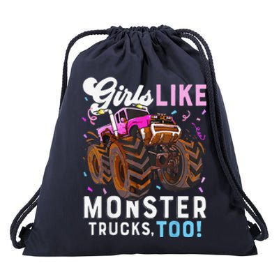 Cute Monster Truck Girl Like Monster Trucks Too Drawstring Bag