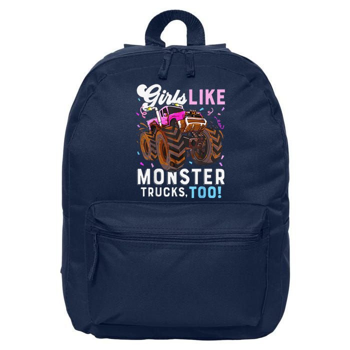 Cute Monster Truck Girl Like Monster Trucks Too 16 in Basic Backpack