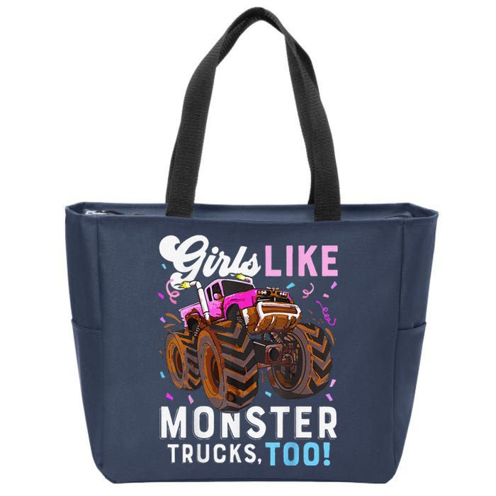 Cute Monster Truck Girl Like Monster Trucks Too Zip Tote Bag