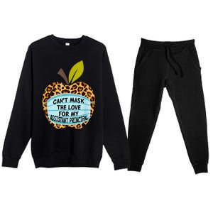 Can't Mask The Love For My Assistant Principal Funny Gift Premium Crewneck Sweatsuit Set