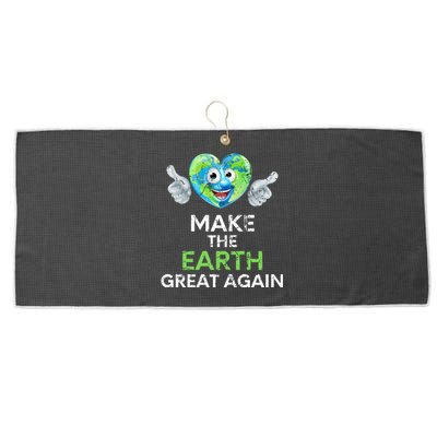 Cool Make The Earth Great Again Thumbs Up Climate Awareness Gift Large Microfiber Waffle Golf Towel