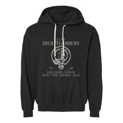 Clan Montgomery Tartan Crest Thistle Vintage Garment-Dyed Fleece Hoodie