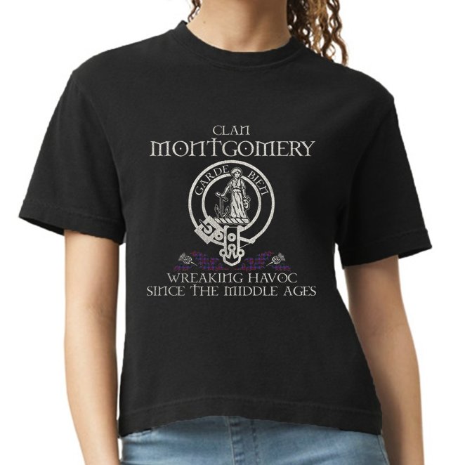 Clan Montgomery Tartan Crest Thistle Vintage Comfort Colors Boxy T-Shirt
