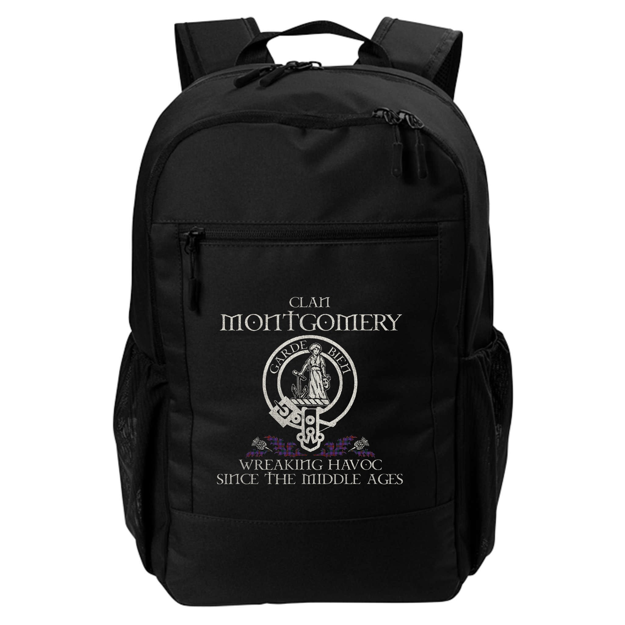 Clan Montgomery Tartan Crest Thistle Vintage Backpack