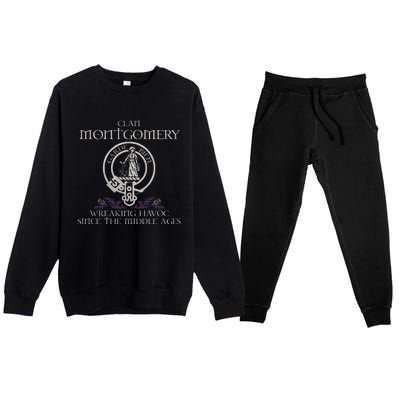 Clan Montgomery Tartan Crest Thistle Vintage Premium Crewneck Sweatsuit Set