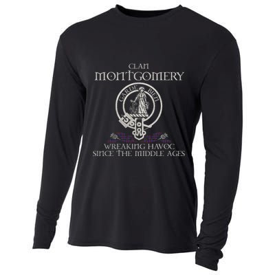 Clan Montgomery Tartan Crest Thistle Vintage Cooling Performance Long Sleeve Crew