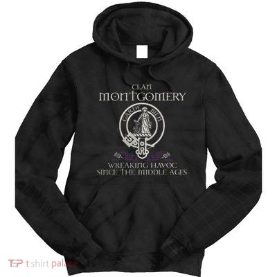Clan Montgomery Tartan Crest Thistle Vintage Tie Dye Hoodie
