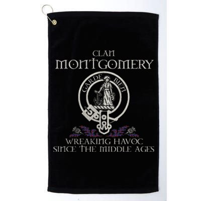 Clan Montgomery Tartan Crest Thistle Vintage Platinum Collection Golf Towel