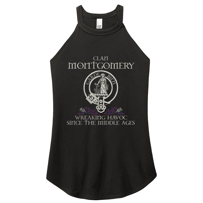 Clan Montgomery Tartan Crest Thistle Vintage Women's Perfect Tri Rocker Tank