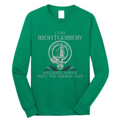 Clan Montgomery Tartan Crest Thistle Vintage Long Sleeve Shirt