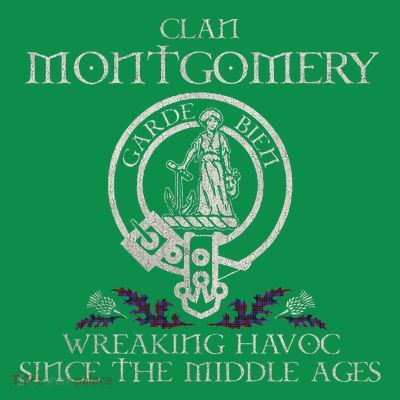 Clan Montgomery Tartan Crest Thistle Vintage T-Shirt