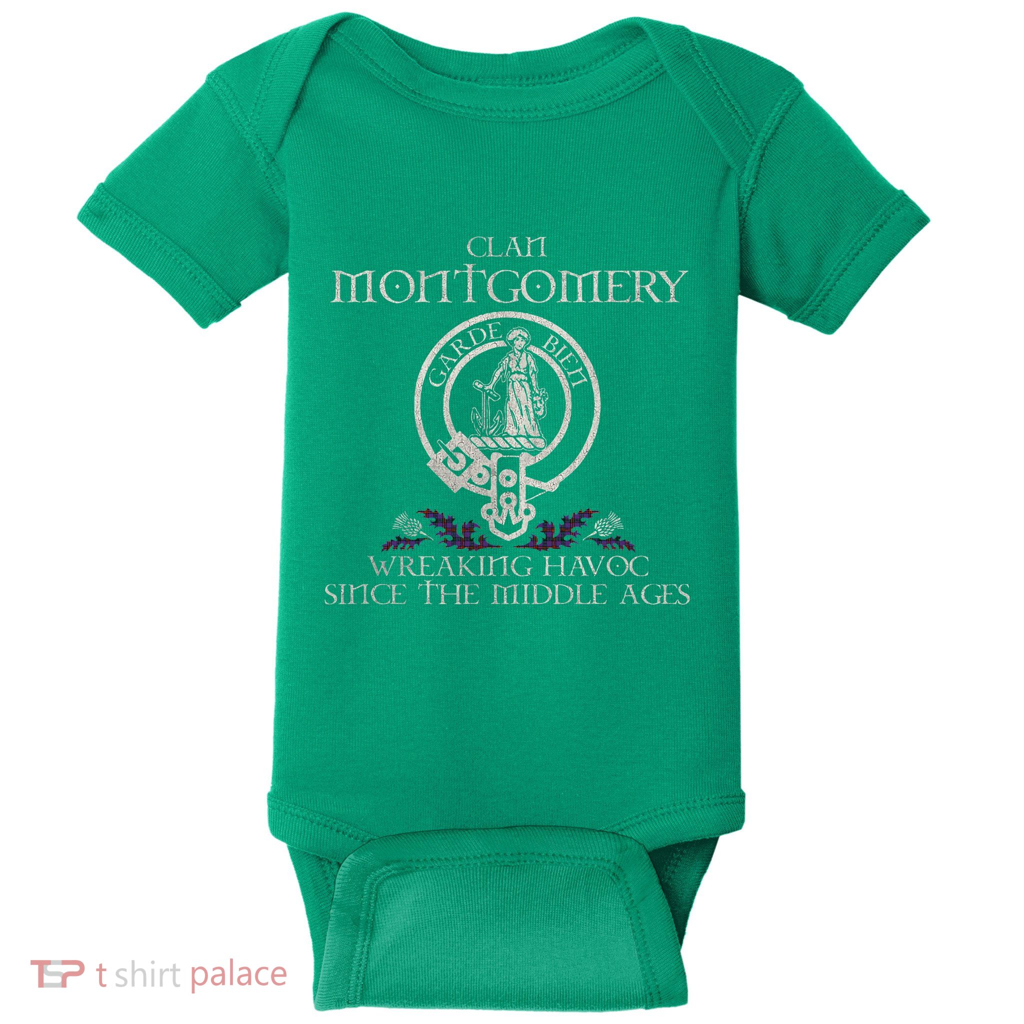 Clan Montgomery Tartan Crest Thistle Vintage Baby Bodysuit