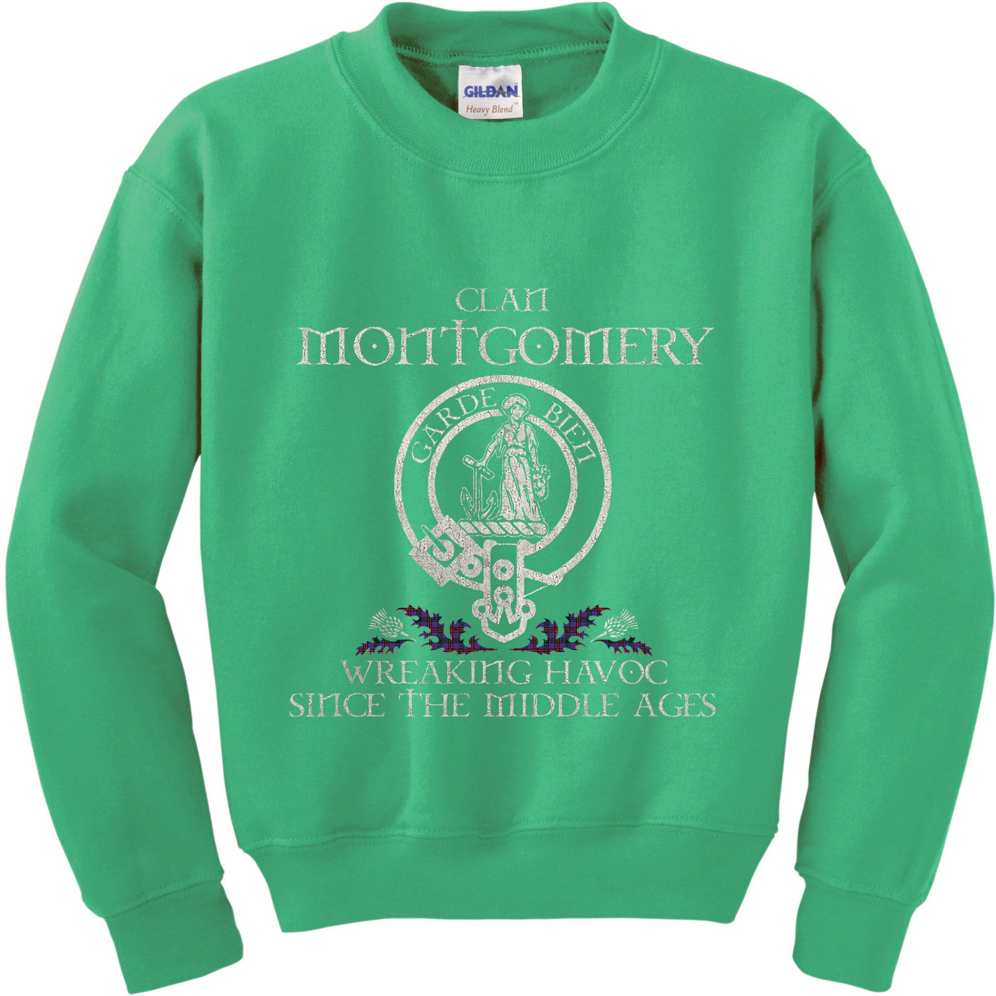 Clan Montgomery Tartan Crest Thistle Vintage Kids Sweatshirt