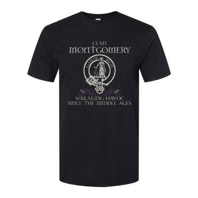 Clan Montgomery Tartan Crest Thistle Vintage Softstyle CVC T-Shirt