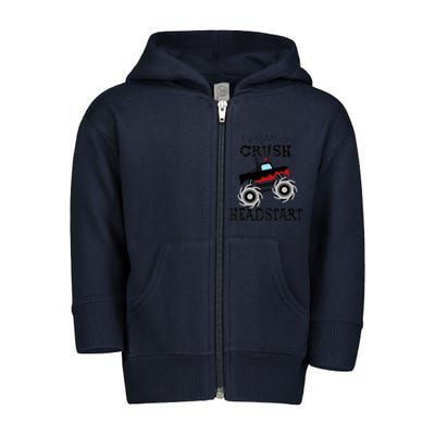 Crush Monster Truck, Back to School Boy Toddler Zip Fleece Hoodie