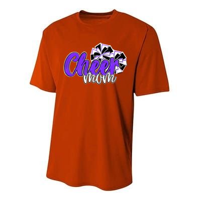 Cheer Mom Top Pom Poms Purple Mascot Colors School Gift Performance Sprint T-Shirt