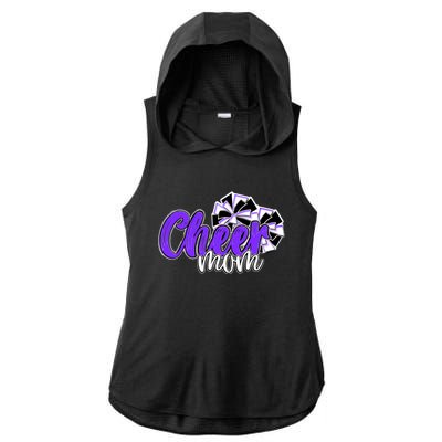 Cheer Mom Top Pom Poms Purple Mascot Colors School Gift Ladies PosiCharge Tri-Blend Wicking Draft Hoodie Tank